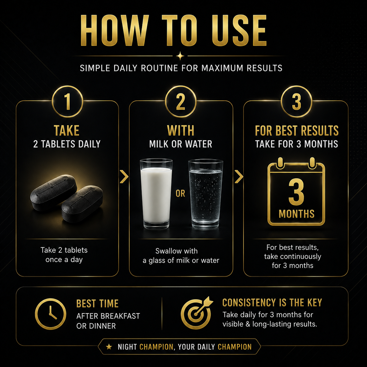 Night Champion Testo Booster for Men with Herbal Stamina, High Performance & Vitality Support